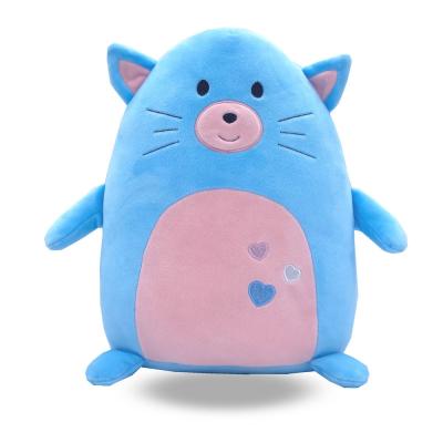 China Cute Fun Customized High Quality Spandex Cat Cushion Stuffed Super Soft Light Blue Plush For Kids for sale