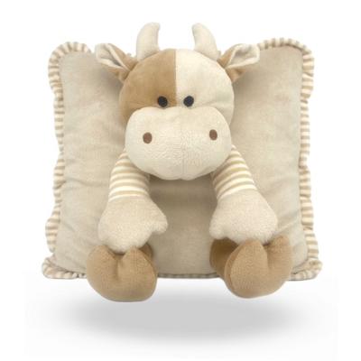 China Non-Toxic Custom Super Soft Plush Stuffed Replica Cartoon Cow Design Cushion Animal Pillow For Kids for sale