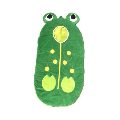 China Cute Fun Customized Green Super Soft Velboa Plush Fleece Frog Sleeping Bag For Baby And Kids for sale