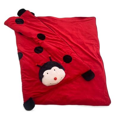 China Cute Fun Customized Cute Red Velboa Plush Ladybird Super Soft Sleeping Bag With Zipper For Baby And Kid for sale