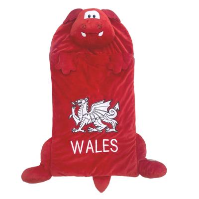 China Cute Fun Customized Velboa Red Super Soft Plush Cute Dragon Animal Toy Sleeping Bags For Kids Children for sale