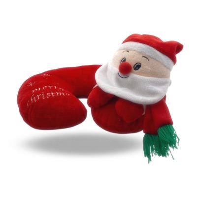 China Custom High Quality Eco Friendly Christmas Red Color Christmas Neck Pillow With Toy Gifts For Kids for sale