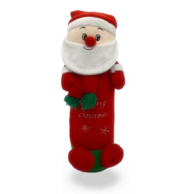 China Custom Christmas Red Color Plush Soft Stuffed Santa Toy With White Blanket For Kids for sale