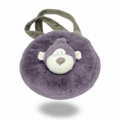 China Low price fun design 20CM cute custom cute purple color furry plush monkey handbag for kids for sale