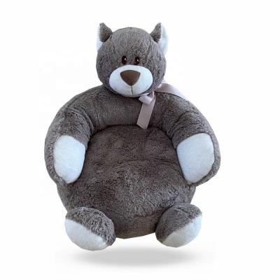 China 2022 New Christmas Design Gray Color Small Plush Stuffed Teddy Bear Animal Shaped Chair Sofa for Kids or Baby for sale