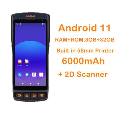 China Rugged PDA Android 11 Mobile Terminal Handheld 2D Barcode Printer with 8MP Front Camera and Private Mold for sale