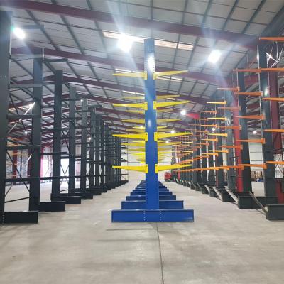 China Corrosion Protection Steel Pipe Warehouse Storage Rack Heavy Duty Cantilever Racking With Movable Arm for sale