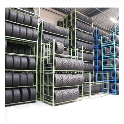 China Suitable for heavy duty wholesale commercial portable folding metal outside adjustable stacking steel storage truck tire pallet rack for sale