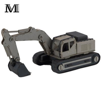 China Wholesale Color Paper Customized OEM ODM Kids 3D Puzzle Model Vehicles Gifts Paper Construction Digger Other Educational Toys Excavator for sale