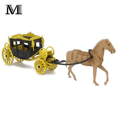 China Wholesale Custom OEM Colored Paper 8 Years Old 3D Children's Puzzle Paper Model Gifts Fantasy Royal Mini Horse Princess Carriage Girl Toys for sale