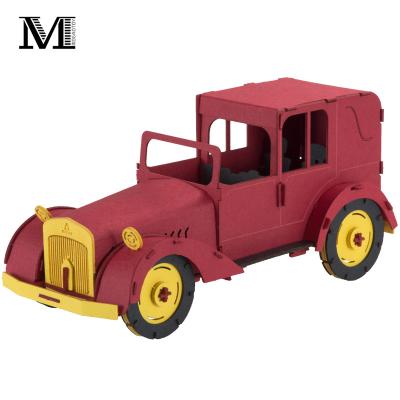 China Wholesale Color Paper Small Retro Cardboard Red Boy 3D Puzzle Paper Model Gifts OEM Low Price Vintage rr Vintage Car Toys Set For Kids for sale