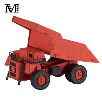 China Wholesale OEM Kids DIY 3D Color Paper Small Puzzles Gifts Manufacturers Paper IQ Model Mini Tipper Truck Toy For Kids Educational Games for sale