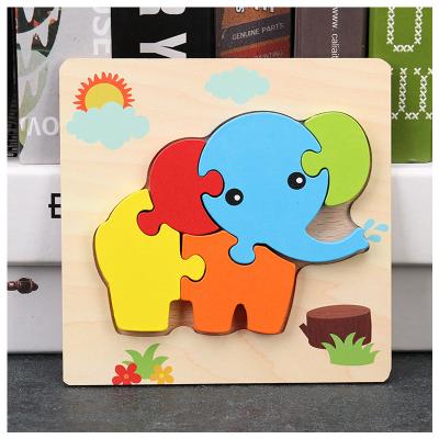 China 2022 Children's Toy 3D Puzzle Board Educational Wooden Games Cute Elephant Children Educational Wholesale Preschool IQ Learning Educational Baby Wooden Toys for sale