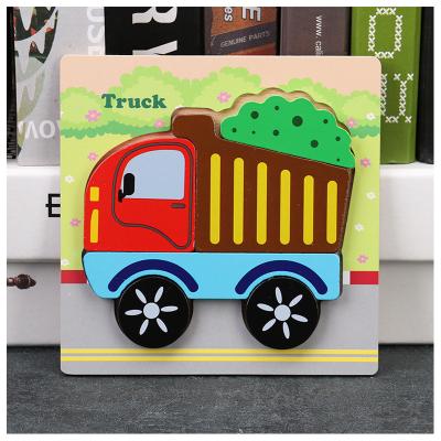 China Educational Toy OEM ODM Vehicles Dump Truck Wooden 3D Puzzle Wooden Board Game DIY Educational Toys For Children Learning Engineering Truck for sale