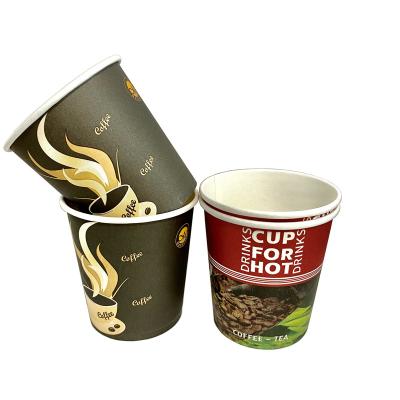 China 6oz 8oz 12oz Disposable Wholesale Printing Single Wall Disposable Paper Cups Customized Hot Paper Coffee Cup for sale