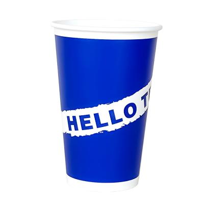 China 2022 new design hotsale style coffee blue cold drinks disposable double liner paper cups for sale