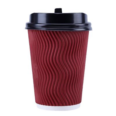 China Double Disposable Coffee Tea Paper Cup Coffee Cups Wall Ripple Wallpaper Drinking Disposable Paper Coffee Cups With Logo for sale