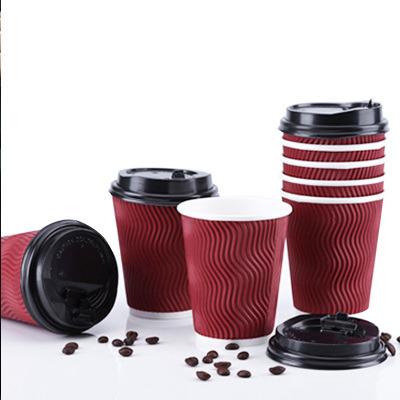 China Recyclable Custom Logo Printed 8oz Ripple Double Wall Paper Coffee Cup for sale