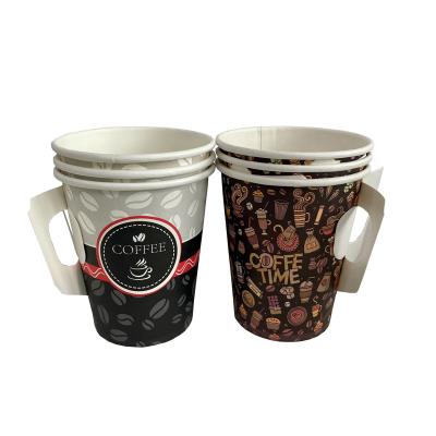 China 7OZ 8OZ 9OZ Disposable Paper Cup With Handle Customizable Logo for sale