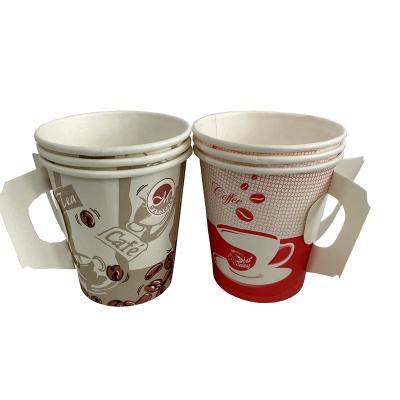 China Hot Sale Disposable Custom Printed Disposable Paper Cup Tea Cup 7oz 9oz Paper Cup With Handle for sale