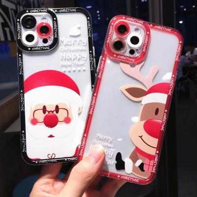 China Anti-fall Happy New Year Merry Christmas Santa Claus Elk Cover Lovely Cute Soft Shell Silicone TPU Phone Case For iPhone 13 12 11 x 7 8 for sale