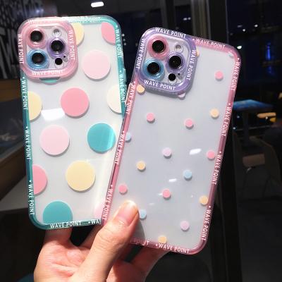 China Cute Colorful Anti-drop Dot Shell Soft Silicone TPU Protective Phone Case Cover For iPhone 13 pro girl 12 11 x 7 8 max for sale