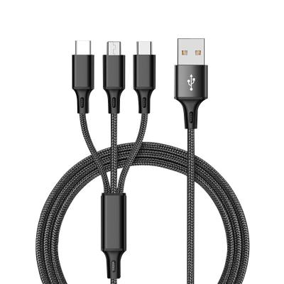 China 3A Phone Charging Charging Cable 3 in 1 Charger Cord Quick Connector with Phone/Type C/Micro USB Port Adapter Compatible with Tablets for sale