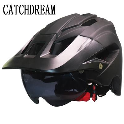 China Compounds CATCHDREAM Integrated Bicycle Helmet With Taillight USB Safety Warning Charging Bike Cycling Helmets With Mirror for sale