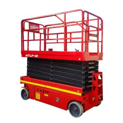 China 12m Scissor Lifting Work Platform Lead Acid Battery Electric Cargo Lift Platform for sale