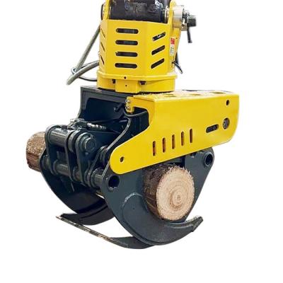 China 10 Ton Excavator Accessory Hydraulic Wood Cutter Machines With Tilting Grapple for sale