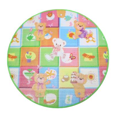 China Washable Professionally Made Durable Round Kids Play Floor Mat Cotton With Pompom for sale