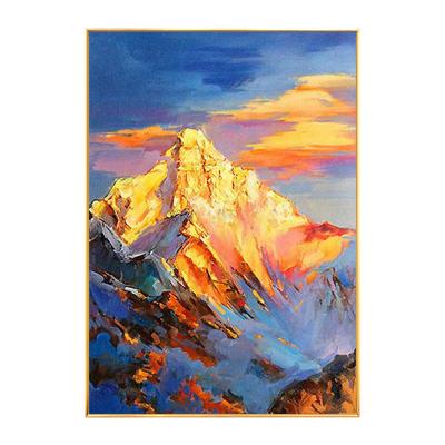 China Environmental Materials 100% Handmade Modern Abstract Wall Art Canvas Oil Painting Golden Mountain Landscape Oil Paintings for sale