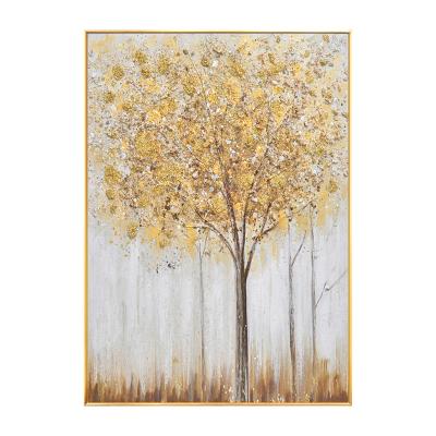 China Modern Popular Handmade Environmental Materials Wall Art Painted On Canvas Gold Tree Landscape Oil Painting For Room Decor for sale