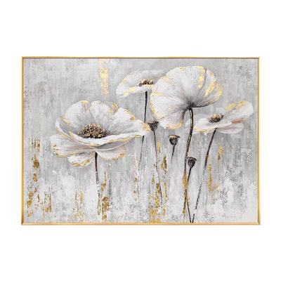 China Hand Painted Environmental Materials Flower Gold Foil Wall Art Oil Painting Flowers Home Goods For Home Ministry Restaurant Decor for sale