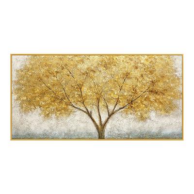 China Modern Popular Handmade Painted Environmental Materials Wall Art On Canvas Gold Foil Tree Landscape Oil Painting For Room Decor for sale