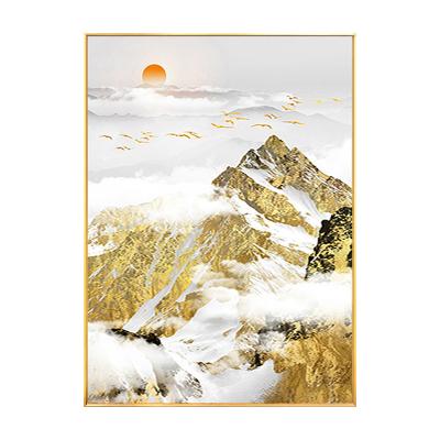 China Environmental Materials 100% Handmade Modern Abstract Landscape Oil Painting Canvas Wall Art Gold Foil Mountain Oil Paintings for sale