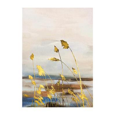 China Environmental Materials Hand Painted Modern Gold Foil Abstract Oil Painting On Canvas Abstract Gilding Home Decoration Painting for sale