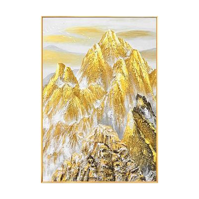 China 100% Handmade Modern Abstract Landscape Oil Painting Canvas Wall Art Gold Foil Mountain Oil Paintings for sale