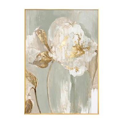 China Hand Painted Environmental Materials Flower Gold Foil Wall Art Oil Painting Flowers Home Goods For Home Ministry Restaurant Decor for sale