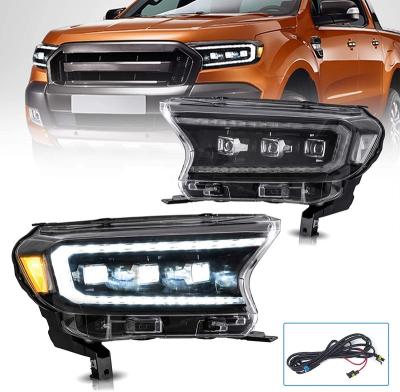 China Antiquated PC+ABS Wholesales Full Led Headlights With Sequential Turn Signal Ranger 2015-2020 T6 T7 Front Head Lamp For Ford for sale