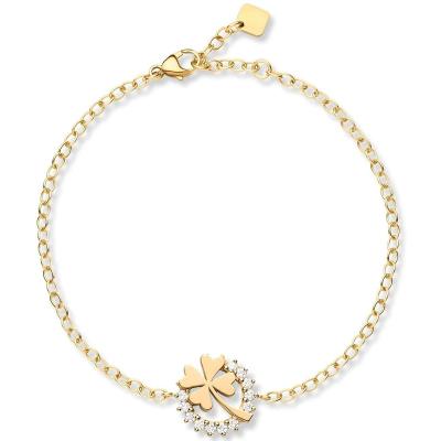 China Jewelry FASHIONABLE Custom Cubic Zirconia 18k High Gold Plated 925 Sterling Silver Circle Pave Ultimate Adjustable Lucky Clover Bracelet for sale