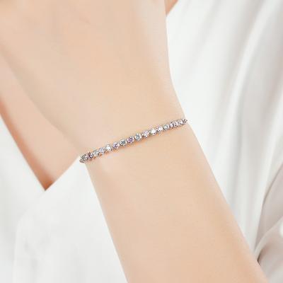 China FASHIONABLE New Design Korean Jewelry Tennis Bracelet 925 Sterling Silver Cubic Zirconia Women Bracelet for sale