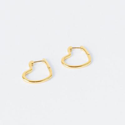 China FASHIONABLE Wholesale Custom Made Minimalist Gold Plated Ladies Fine Jewelry 925 Sterling Silver Heart Hoop Earrings for sale