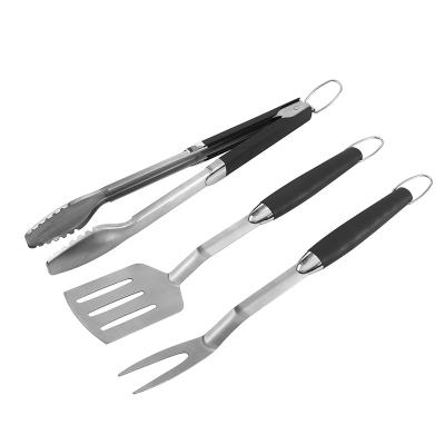 China Hongxuan Easily Cleaned 18 Inch 3 Pieces Tool Kit Grill BBQ BBQ Tongs Fork Spatula for sale