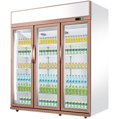 China Hotel Beverage Cooler With Three Glass Door Cold Beverage Refrigerator Beverage Display Cooler for sale