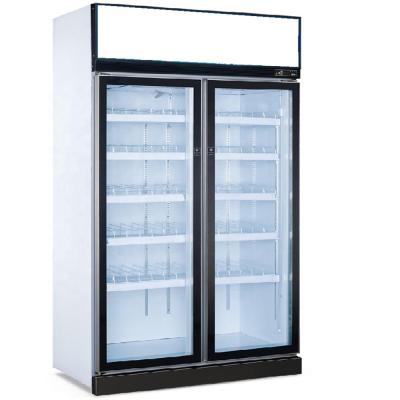 China Commercial Right Two Door 1150L Glass Refrigerator for sale