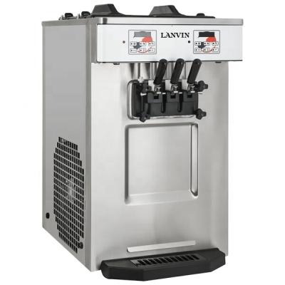 China Single-Temperature Soft Serve Countertop Ice Cream Machine with Compressor, 2 Hoppers, and 3 Dispensers for sale