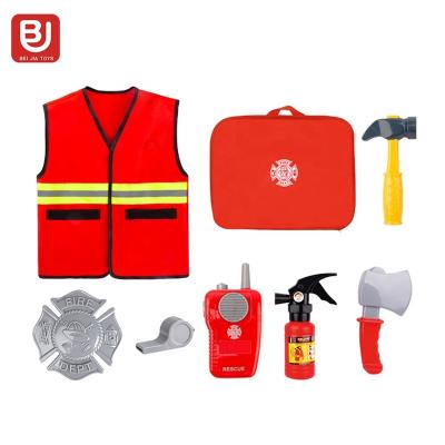 China Plastic ABS/Cotton Pretend Role Play Educational Children's Toy Firefighting Handbag with Clothing and Firefighting Tool Kit for sale