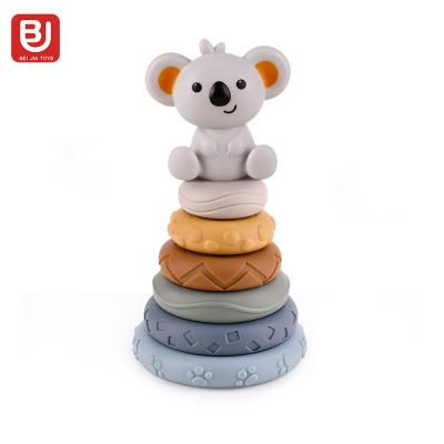 China 3D Music Rubber Silicone Koala Toy Baby Soft Toys Sensory Construction Chewing Squeeze Stacking Blocks Educational Toys for sale