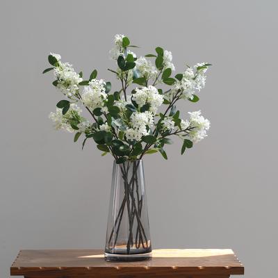 China High Quality Realistic Loose Artificial Rose MHJ262 White Lilac Flower Group Decoration for sale